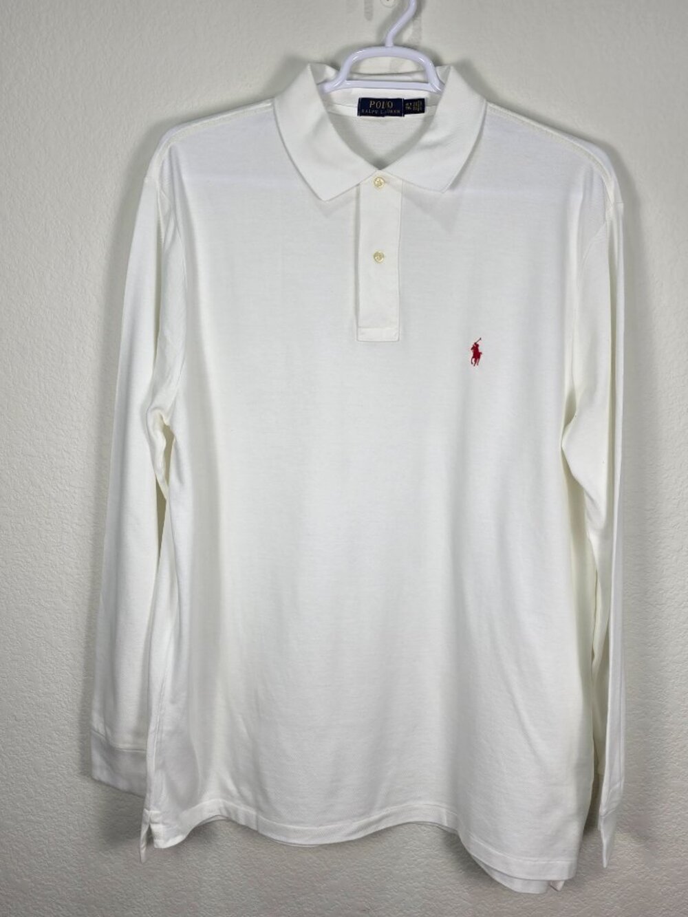 NWOT Polo Ralph Lauren Men's White Long Sleeve Polo Shirt 2XB Big & Tall Read